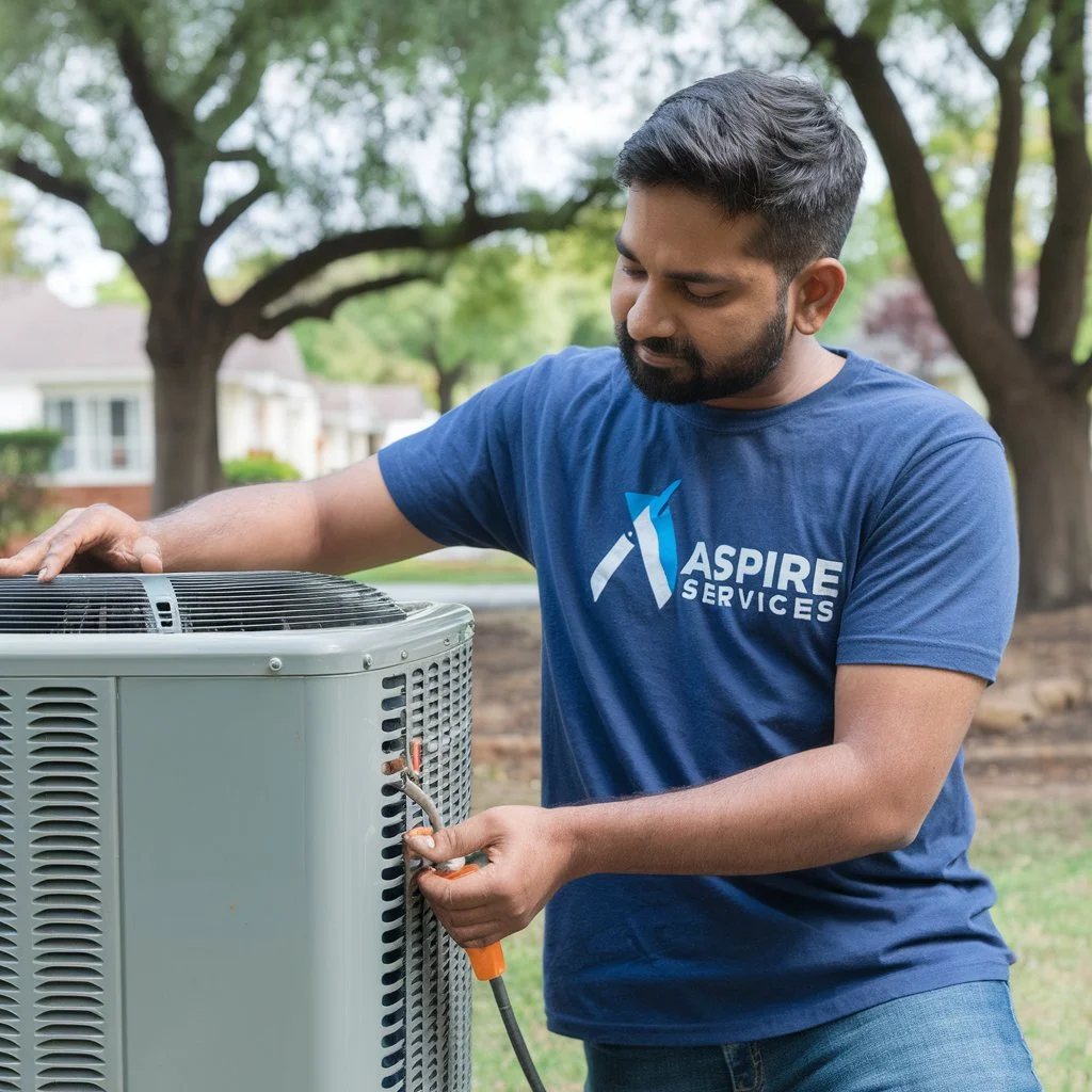 Aspire Services technician Checking AC Gas in Mysore