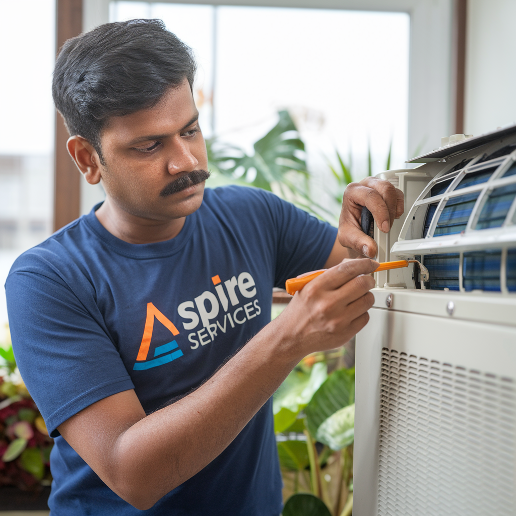 Aspire services technician repairing ac indoor