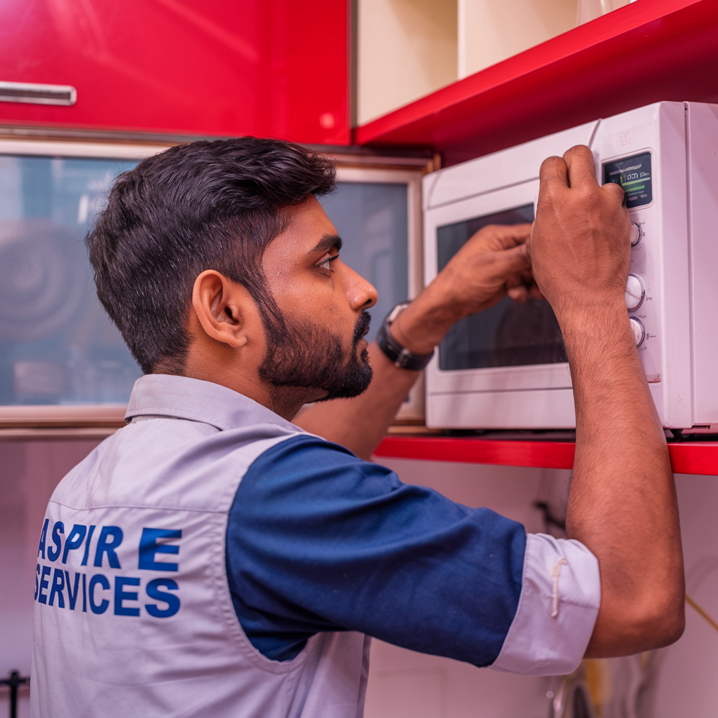 Aspire Services Technician Repairing Microwave in Mysore